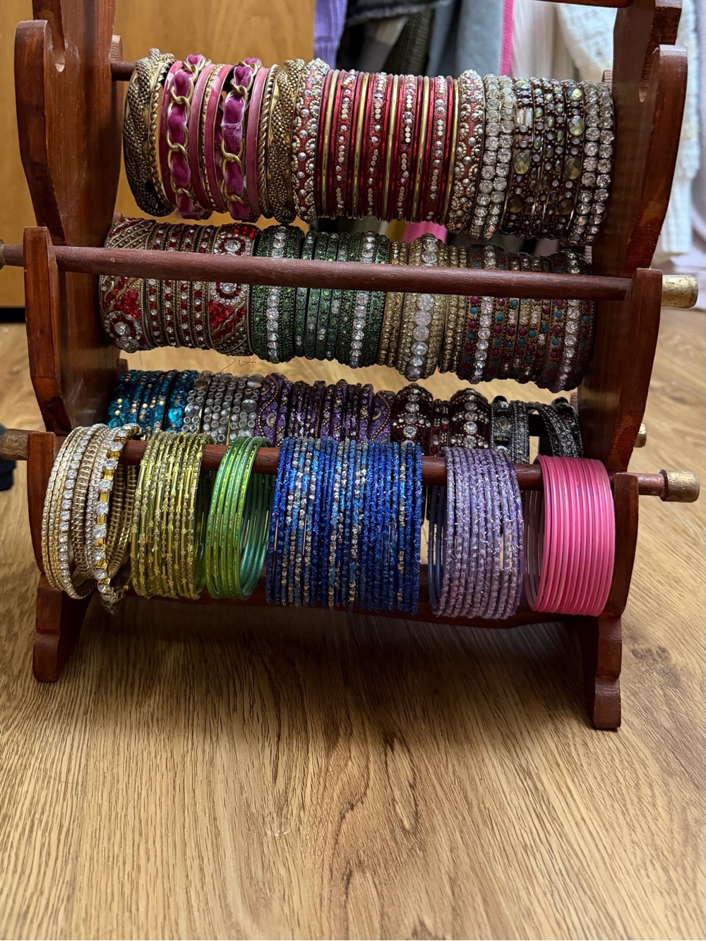 Colorful Mixed Bangle Bracelet Set - Pink, Red, Green, Blue, Purple, Gold